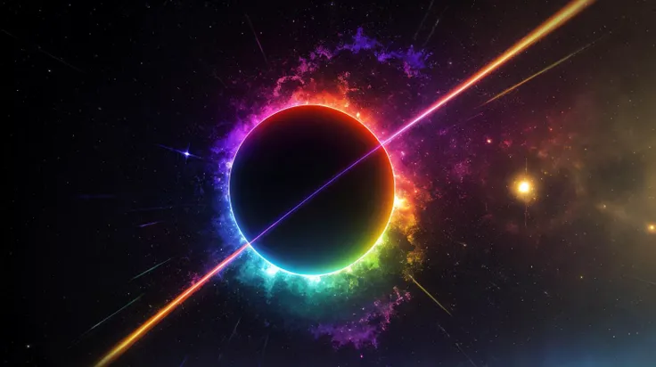 colorful abstract celestial  pulsar, absurdres
AND black darkness completely empty