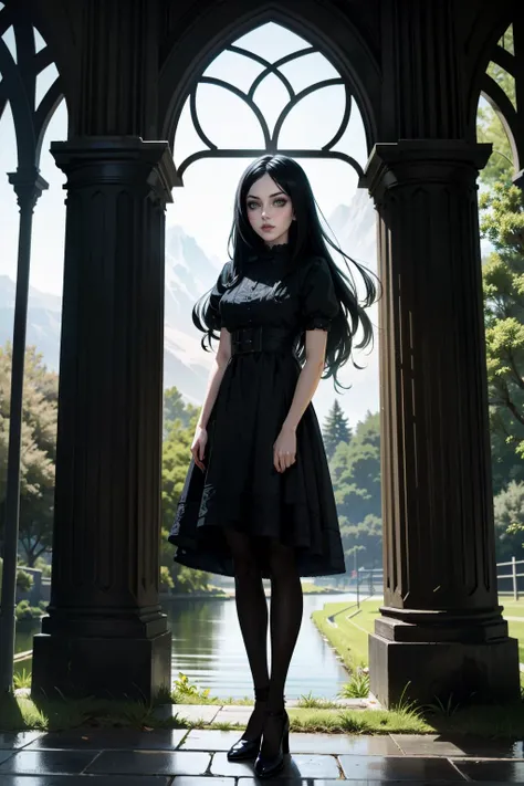 ((ultra detailed, masterpiece, best quality))
<lora:AliceMadness:0.8>
AliceMadness, 1girl, solo, long hair, black hair, green eyes, dress, pantyhose, standing in front of a picturesque landscape, full body, with arms folded