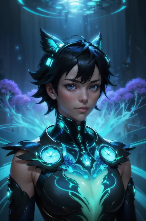 (in makoto shinkai style:1.4), (masterpiece:1.2), (A uniquely beautiful female dressed in attire resembling a fusion of bioluminescent flora and cybernetic enhancements set against a composition that merges fractal patterns with dreamlike landscapes, wearing unique Avant-garde masterpiece attire and headdress:1.1), (upper body portrait:1.1), (The subject is best lit with a shifting pulsating light that accentuates the organic-meets-technological ensemble, The background features a surreal dreamscape with floating islands and cascading waterfalls:1.1), (hyperdetailed:1.1), (intricate details:1.0), (Refined details:1.1), (best quality, masterpiece:1.2), highly detailed textures, (very stylish detailed modern haircut, mesmerizing detailed radiant face, mesmerizing detailed beautiful eyes:1.2)