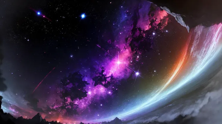 colorful abstract nebula celestial, absurdres
AND black darkness completely empty