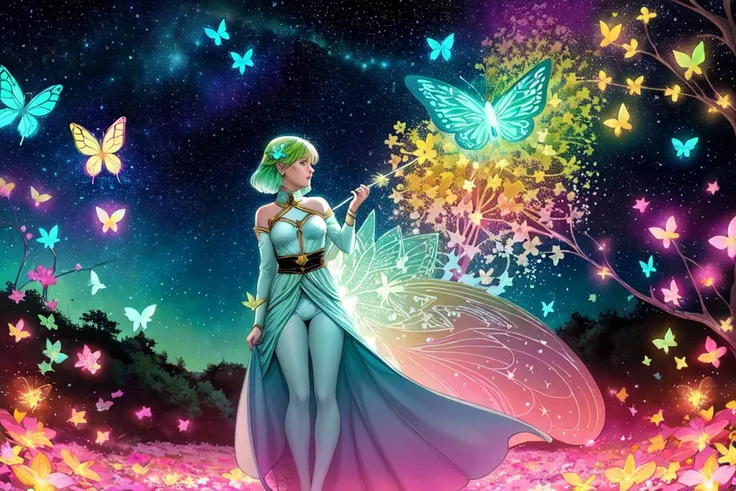 Comic art, Flat-colors,
1 girl, adult (elven:0.7) woman, minimalism
1girl, aged up
e celestial fireworks starry sky,floral atmosphere,vibrant godray effect on a realistic,hyperdetailed vibrant glowing petal,luminous foliage,dreamlike wonderland-garden naughty butterflies
<lora:fractalized:0.2>, fractal_environment,