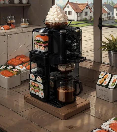 <lora:SushiStyle v1:1> SushiStyle coffee machine