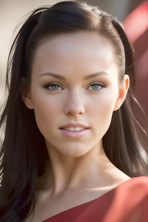 (Masterpiece closeup headshot Photo:) of (Happy) meganrv2, eyeliner, eyeshadow, makeup, wearing red dress staring at the viewer ,(red dress),Highly Detailed,(close portrait:1.3),(Feminine:1.4),(beautiful:1.4),(attractive:1.3),calendar pose,perfectly detailed eyes,studio lighting,thematic background, (high detailed skin:1.2), 8k uhd, dslr, soft lighting, high quality, film grain, Fujifilm XT3
