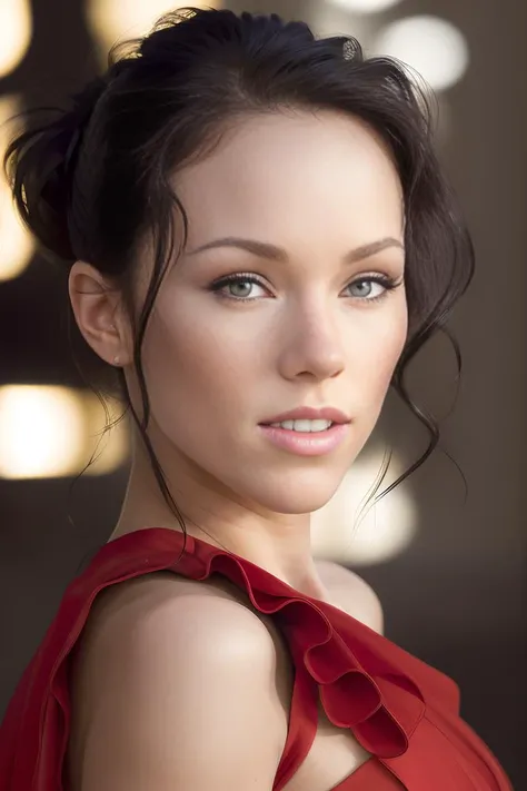 (Masterpiece closeup headshot Photo:) of (Happy) meganrv2, eyeliner, eyeshadow, makeup, wearing red dress staring at the viewer ,(red dress),Highly Detailed,(close portrait:1.3),(Feminine:1.4),(beautiful:1.4),(attractive:1.3),calendar pose,perfectly detailed eyes,studio lighting,thematic background, (high detailed skin:1.2), 8k uhd, dslr, soft lighting, high quality, film grain, Fujifilm XT3