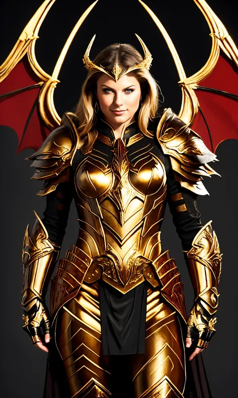"Descreva uma cena envolvendo uma mulher loira incrivelmente bonita com cabelos cacheados em cascata. Ela usa uma imponente armadura preta adornada com detalhes de metal polido. The woman is riding on a majestic red dragon, cujas escamas brilham em uma tonalidade escarlate ardente.
With determination, Woman wields death scythe in right hand, A Sharp and Sinister Blade. She rides the dragon with confidence, Her features radiate courage and determination.
A tattoo of a majestic dragon snakes along his right arm, with incredible detail. The tattoo starts at the top of the shoulder and extends down the arm, giving the impression that the dragon is emerging from the woman's own skin, as if it were an extension of your being.
Nesta cena, There's a remarkable combination of beauty, power, and mystery, with the woman and the dragon forming a formidable partnership, pronto para enfrentar qualquer desafio que possa surgir."