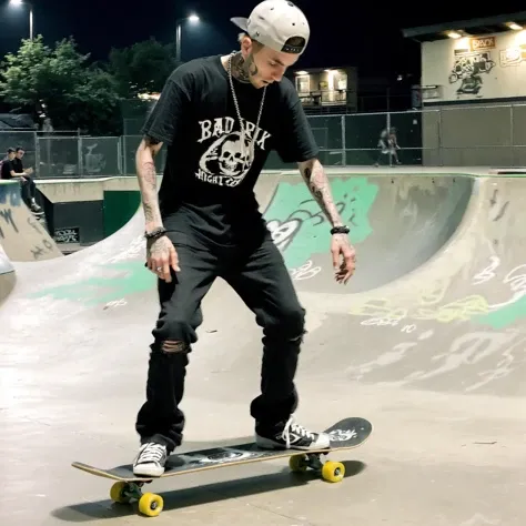 busy night,
skatepark
jpg, social media post, natural light,
medium shot, punk man standing on skateboard,
urban street graffiti
deep focus, crisp focus, digital sharpening, jpg, grainy snapchat still, social media instagram post,
((blurry, motionblur, flat light , blur , out of focus, slow shutter, high ISO))
<lora:badquality_v02:1> ,bad quality, low quality,