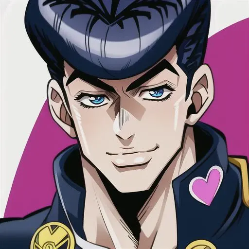 masterpiece, best quality, absurdres, 1boy, pompadour, higashikata josuke, head only, portrait, smile, closed mouth, <lora:diamond_wa_kudakenai_2:0.6>, araki hirohiko (artsyle), t-shirt, friendly