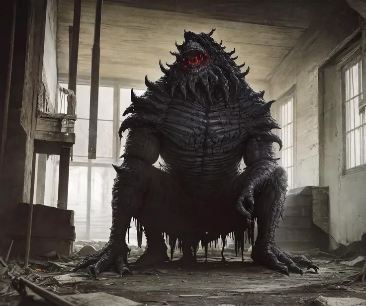 masterpiece, best quality, highres, ultra-detailed, dark night, horror, creepy ancient evil creature, abandoned mine, (manga spread by kentaro miura, tsutomu nihei)