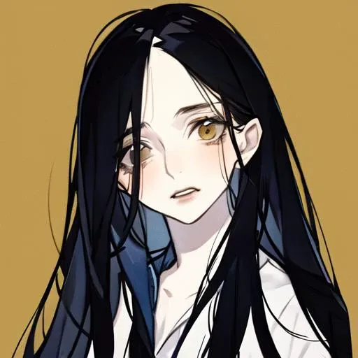 ((masterpiece)),(best quality), absurdres,sadako_yamamura,<lora:Sadakobest:0.8>, <lora:style1Style2_v10:1>,simple background, yellow background,