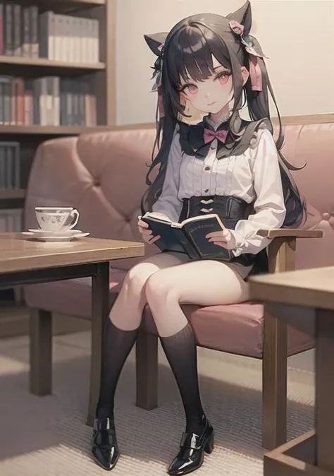 (masterpiece, best quality:1.3),
full body,small breast,
1 young girl, jirai fashion with pink blouse ,black hair, long hair, looking at viewer,
<lora:jirai:0.8>,
shop, book, shelf,table,