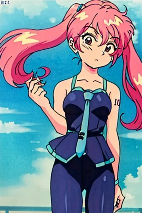 ((best quality)), ((highly detailed)), masterpiece, ((official art)), detailed face, beautiful face, pink hair, hatsune miku, (pigtails:1.1), (standing:1.2), (detailed eyes, deep eyes), (1girl), <lora:bluetheboneEsthetic80s_bluethebone19:.65>, bluethebone, 1980s \(style\),  <lora:esthetic90sStyle_90sv1:0.5> <lora:dowmanSaymanStyle_v10:0.4> <lora:estheticLouiseFrancoise_louisev1:0.3> <lora:ibukichiArtistStyle_v10:0.4>