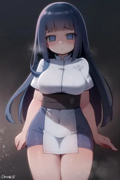 solo, 1girl, best quality, masterpiece, <lora:hinata-000065:0.6>, hyuuga hinata, hinata, empty eyes,, <lora:miyazero-10:1>,medium_breasts, split, Chausses
