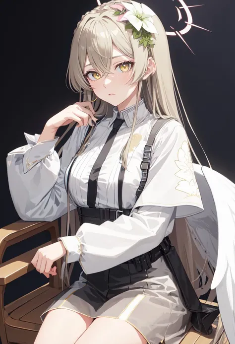 (safe:1.10), best quality, masterpiece, highres, solo, (nagisa_bluearchive:1.10), sitting, sitting on chair, chair, cowboy shot, looking at viewer, 24 <lora:nagisa_bluearchive:0.80>