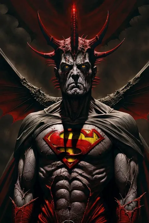 superman, demonic, disturbing, creepy, gloomy, rotten, by wayne barlowe