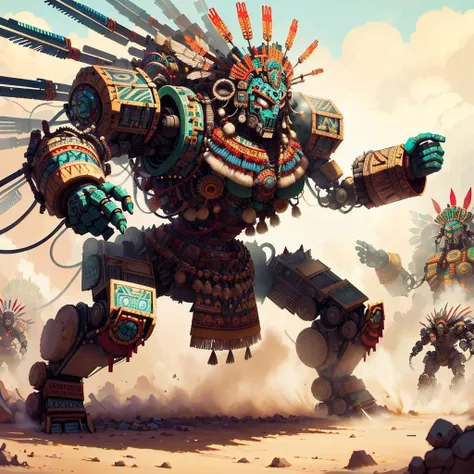 <lora:TotemPunkAI:.8> TotemPunkAI aztec  battle mech