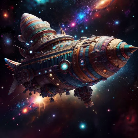 <lora:TotemPunkAI:.8> TotemPunkAI aztec spaceship in space, stars
