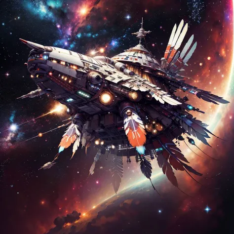<lora:TotemPunkAI:.8> TotemPunkAI apache spaceship in space, stars