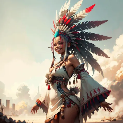 <lora:TotemPunkAI:.8> TotemPunkAI mohawk dress on woman, smiling