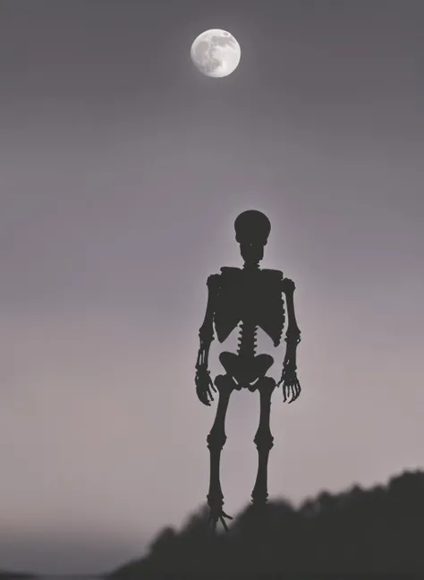 A FULL BODY BACK SKULL HEADING TOWARDS A ROAD
