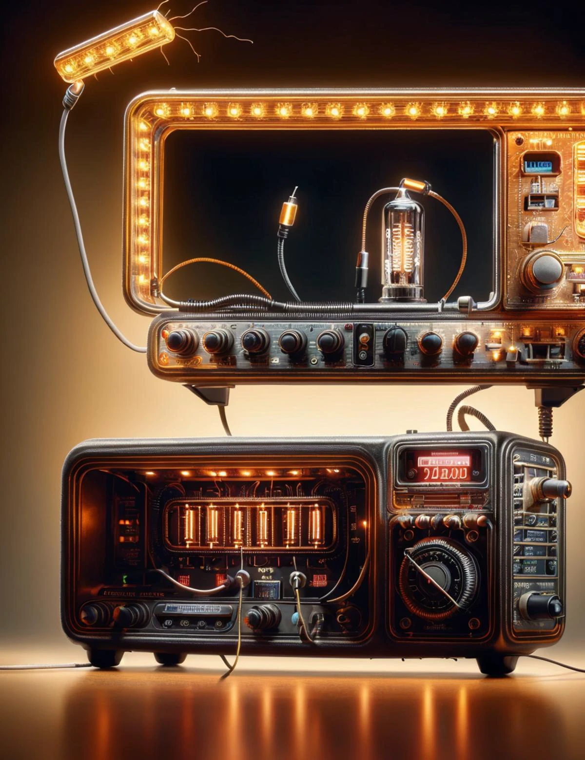 masterpiece illustration, detailed,DonMN1x137ub35 cb radio, certification labels,thunderbolt ports,microprocessors,biometric sensors, embroidered, wrinkled <lora:DonMN1x137ub35:0.8>