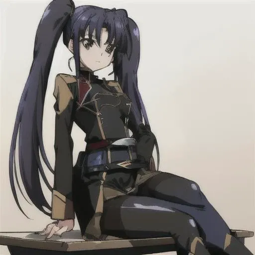 <lora:Salia_Crossange-10:1>masterpeace,best quality,Salia_Crossange, 1girl, solo, long hair,thighhighs, long sleeves, twintails, brown eyes, blue hair, pantyhose, boots, belt, black footwear, uniform, military uniform, thigh boots,lie down on the desk