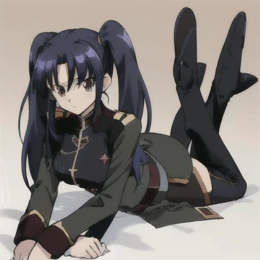 <lora:Salia_Crossange-10:1>masterpeace,best quality,Salia_Crossange, 1girl, solo, long hair,thighhighs, long sleeves, twintails, brown eyes, blue hair, pantyhose, boots, belt, black footwear, uniform, military uniform, thigh boots,all fours,doggystyle