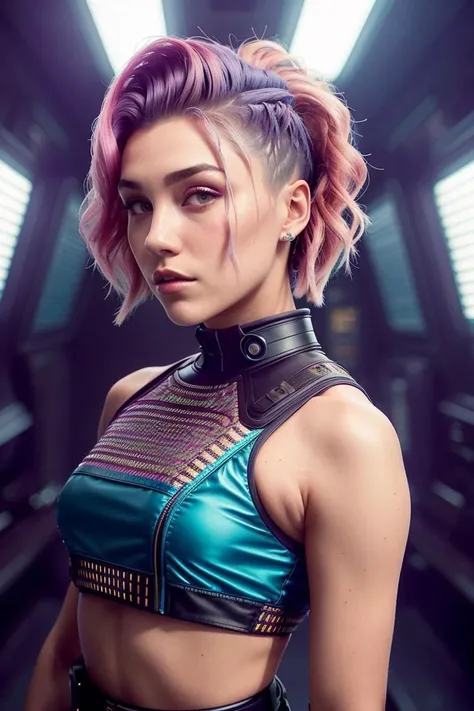 modelshoot style A stunning intricate full color portrait of pugh-subject,
epic character composition,
synthwave style swpunk crop top,
dark [purple|pink|blue] fauxhawk,
lightrays and lightgeo,
by ilya kuvshinov, alessio albi, nina masic,
sharp focus, natural lighting, subsurface scattering, f2, 35mm, film grain