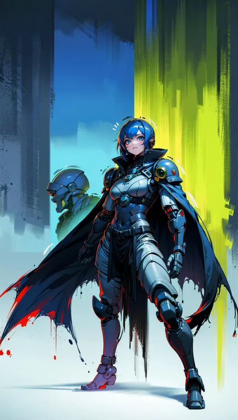 female, woman, cyberfusion, elite robot mercenary rogue wearing battle armor, chromatic cape, cyberpunk scene,dark fantasy atmosphere, <lora:EnvyBeautyMix24:0.6> <lora:adventurers_v1:0.4> <lora:cyberfusion_3Drender:0.5>