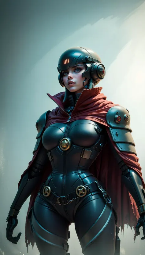 female, woman, cyberfusion, elite robot mercenary rogue wearing battle armor, chromatic cape, cyberpunk scene,dark fantasy atmosphere, <lora:EnvyBeautyMix24:0.6> <lora:adventurers_v1:0.4> <lora:cyberfusion_3Drender:0.5>