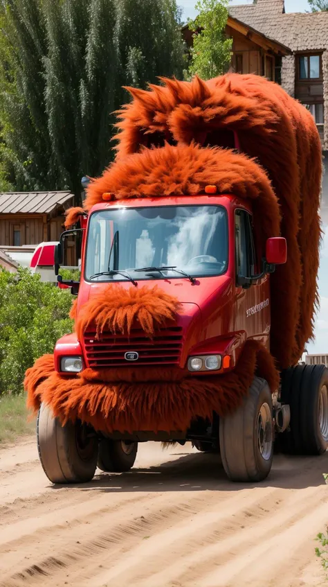 <lora:FluffyStyle:1> FluffyStyle Red truck
