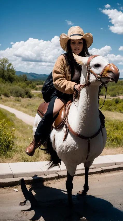 RAW Photo, <lora:chocobo-nvwls-v1:1> riding chocobo, chocobo. BREAK.
AND Closeup of woman, (M1ll13G1bs0n:0.6), Location: (stream:0.7)