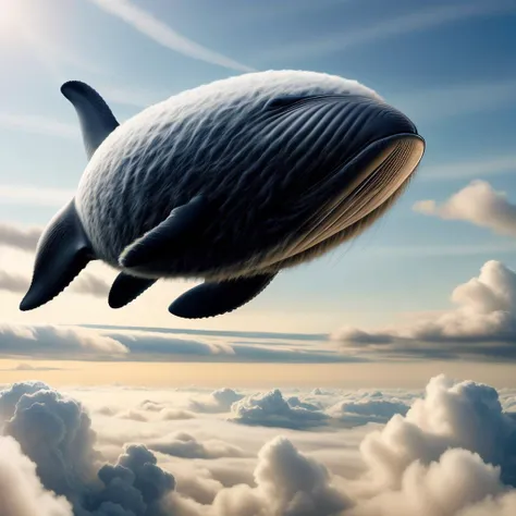 RAW photo, <lora:FurryStyle:1> FurryStyle a whale floating through a sky filled with clouds <lora:add_detail:0.5> Intricate details