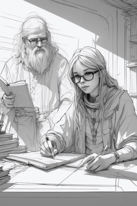 art by Carlo Bocchio, Renderman, Disheartened "The techno-wizards of Justification", Sunny, Sketched, Peaceful, key visual