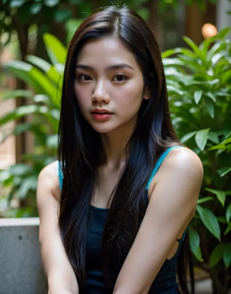 (Vietnamese:1.3) (close up) perfect photo, slim, petite, with long hair, olive skin, (detailed hands), (subsurface scattering:0.7), (photorealistic:1.4)
