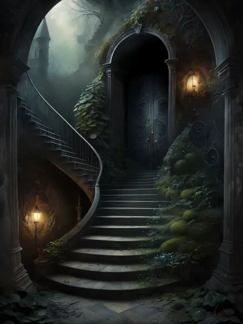Stairs, door, darkness, mystery,
Fantasy style. Fantasy dreamlike art. Mystical, misty.
Surreal Harmony, Illusionix
<lora:RMSDXL_Enhance:1>
<lora:add-detail-xl:1>
<lora:Surreal Harmony:1>
<lora:The_Dark_Side_of_the_Earth:0.2>
<lora:Illusionix:1>