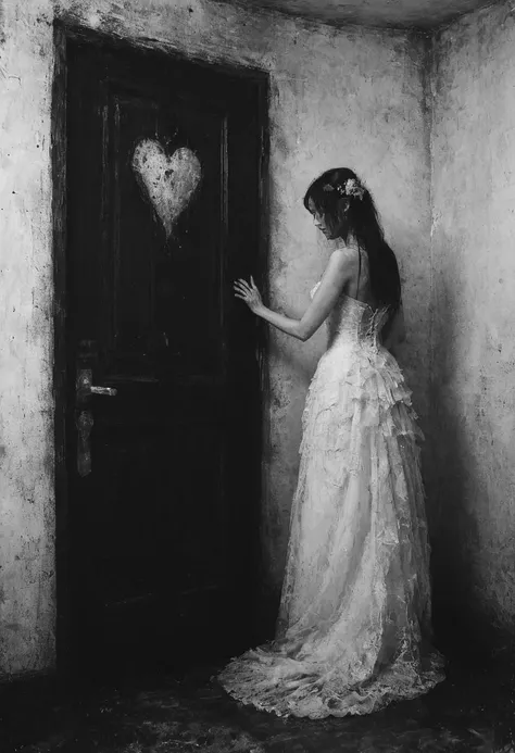 impactful paint,
Feeling like there is no heart in my chest again
The door to my happiness is forever closed
I will leave the world of the living, I have no place here
You are a living groom, I am a dead bride,
highly detailed, 8k, sharp, professional, clear, high contrast, high saturated, vivid deep blacks, crystal clear,
<lora:Desolation:0.7>