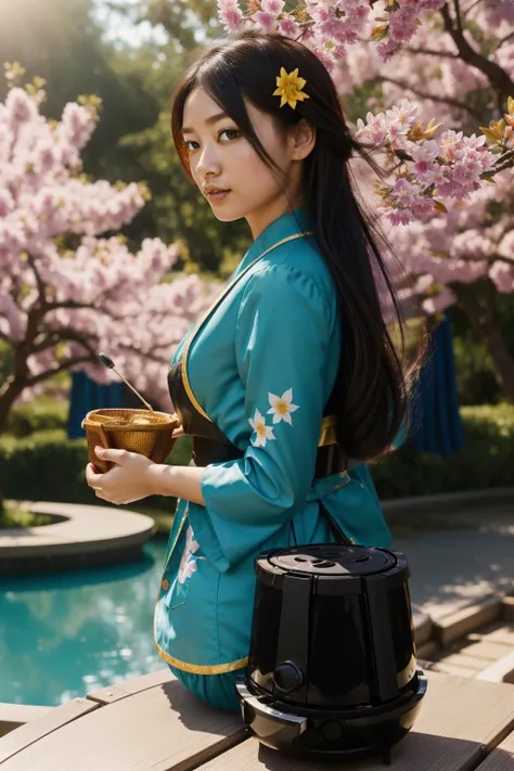 1girl, (colorful art stylized by Loish:1.0) , whimsical art, awardwinning Anime, intricate details, shot from side of a Silky Giant Teal and Berry Thai Chinese ([Binary star:Air fryer:4]:1.3) , it is made from Magnolia tree, it has magnificent details, fauna and Daffodil background, Sri Lankan flora and pond, at Overcast, equirectangular 360, Vivid, Embarrassing, Ukiyo-E, Lens Flare, 50mm, Provia, hearthstone artwork, halation, extremely detailed CG Unity 8k wallpaper, trending on artstation, ornate