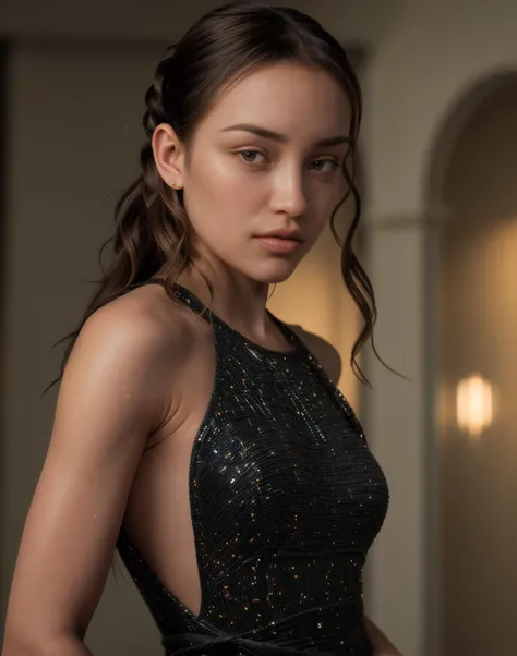 (Italian girl:1.3) (photorealistic:1.4) (sharp focus:1), (braided hair) (black hair:1.5) (olive skin tone) (black gown one shoulder strap), detailed skin texture, slim, petite, (perfect eyes:1.3), (inside of her Roman environment:1.1), (depth of field:1.4), volumetric lighting, (film grain:1.2), (ultra fine body hair), (highest resolution), (detailed hands), narrow hips, slim petite body, fit body, perfect hands, (real skin), (textured skin:1.4), (intricately detailed eyes:1.2), high contrast, (subsurface scattering:0.9), (depth of field:1.2), 19 years old