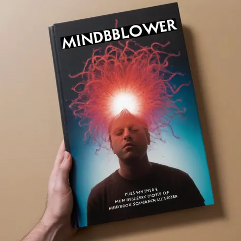 a raw photograph of a (book with (MINDBLOWER) on the cover),