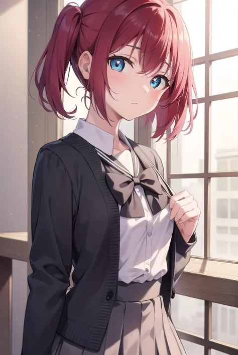 rubykurosawa, <lyco:rubykurosawa-lyco-nochekaiser:1>,
ruby kurosawa, aqua eyes, medium hair, red hair, two side up, twintails, (flat chest:1.2),
BREAK black socks, bow, bowtie, brown footwear, buttons, grey sailor collar, grey skirt, loafers, long sleeves, miniskirt, pleated skirt, sailor collar, school uniform, serafuku, shirt, shoes, skirt, uranohoshi school uniform, white shirt, winter uniform, yellow bow, yellow bowtie,
BREAK looking at viewer,
BREAK indoors, classroom,
BREAK <lyco:GoodHands-beta2:1>, (masterpiece:1.2), best quality, high resolution, unity 8k wallpaper, (illustration:0.8), (beautiful detailed eyes:1.6), extremely detailed face, perfect lighting, extremely detailed CG, (perfect hands, perfect anatomy),