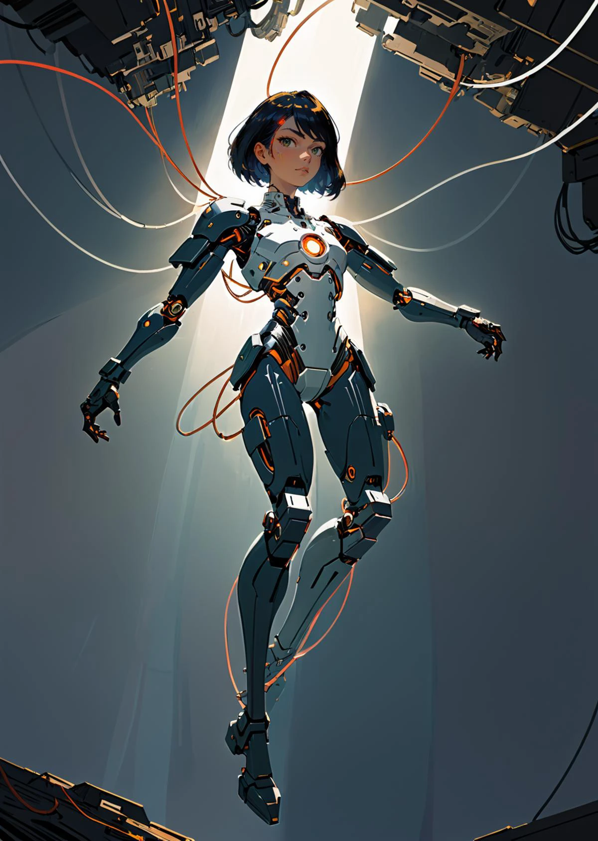 1 woman, cyborg
floating
gradient
damaged armor
mechanical body
shadow
dramatic lighting
tubes , wires
by Katsuhiro Otomo Victo Ngai Yoji Shinkawa Yoshitaka Amano
( SimplepositiveXLv1:0.7)