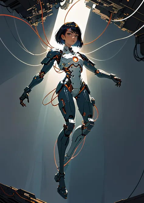 1  woman,  cyborg
floating  
 gradient 
damaged  armor 
mechanical body 
shadow
dramatic lighting 
tubes , wires
by  Katsuhiro Otomo  Victo Ngai	  Yoji Shinkawa Yoshitaka Amano 
 ( SimplepositiveXLv1:0.7)