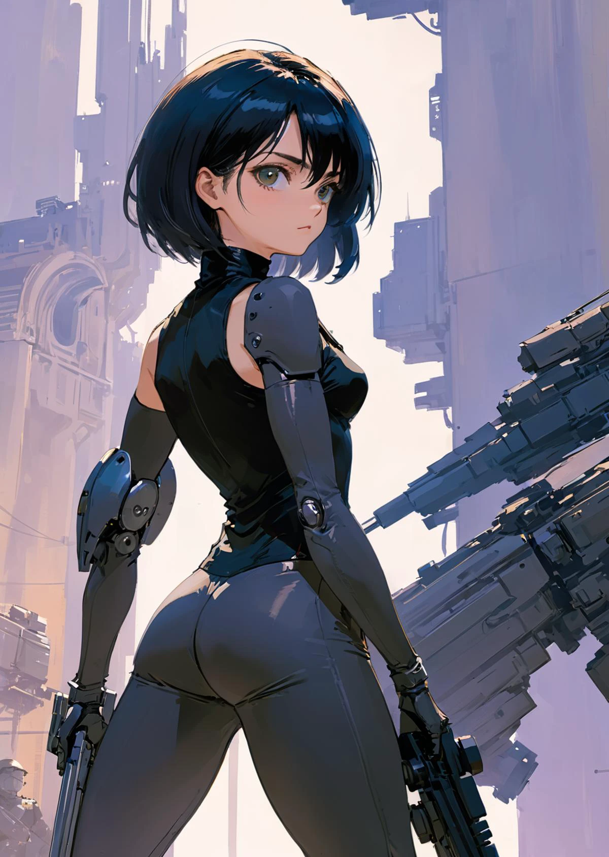 1girl,
detailed
battle angel alita
turtleneck
shadow
battle
mechanical arms
sleeveless
oversized pants
(by Katsuya Terada, Jeffrey Catherine Jones )