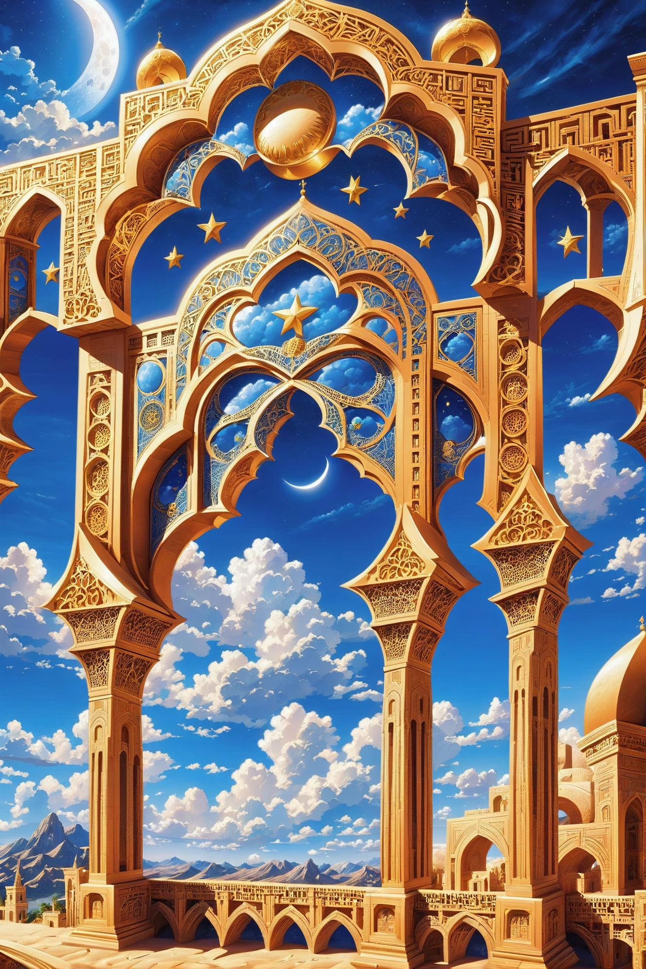 noon, blue sky, clouds, scenery, in a Lunar Maria<lora:EnvyBetterHiresFixXL01:0:hr=1> <lora:EnvyArabicArchitectureXL01:1>