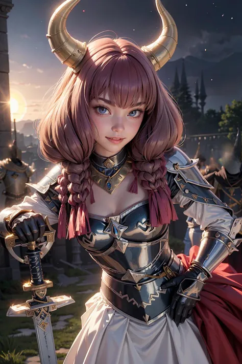 (masterpiece, best quality:1.4)
(8k, raw photo, photo realistic:1.2), shiny skin,
detailed skin, detailed face, detailed eyes, delicate body shape, beautiful movie actress,
1girl, solo, drink tea, smile,
dynamic angle, backlighting,
<lora:AuraFrieren:1> AuraFrieren, horns, twin braids, necklace, strapless shirt, navel cutout, white skirt, red waist cape, elbow gloves, thigh boots