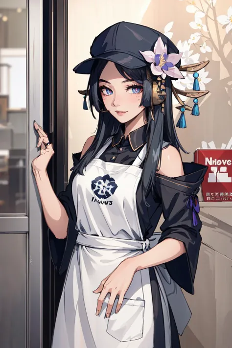 (masterpiece, best quality), intricate details, 8k, artstation, wallpaper, official art, splash art, sharp focus,
1girl, <lora:Spirit_Blossom_Cassiopeia:0.8> Spirit_Blossom_Cassiopeia, slit_pupils, scales,
<lora:Drive-Thru Window Operator:0.8> Inside the drive-thru window, drive-thru window, headset, apron, cap, cap hat,