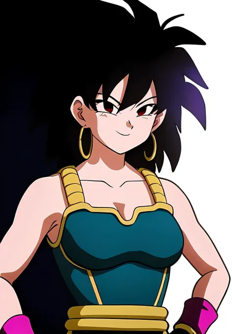 (Photo:1.3), highdetail, <lora:Gine:0.8>, Gine, 1girl, solo, looking at viewer, smile, simple background, bare shoulders, closed mouth, collarbone, upper body, armor, hand on hip, bare arms, black background, wristband, arm at side, outline, saiyan armor, (acclaimed, alluring, captivating, exciting, gorgeous, striking:1.3), (trending on artstation:1.3)