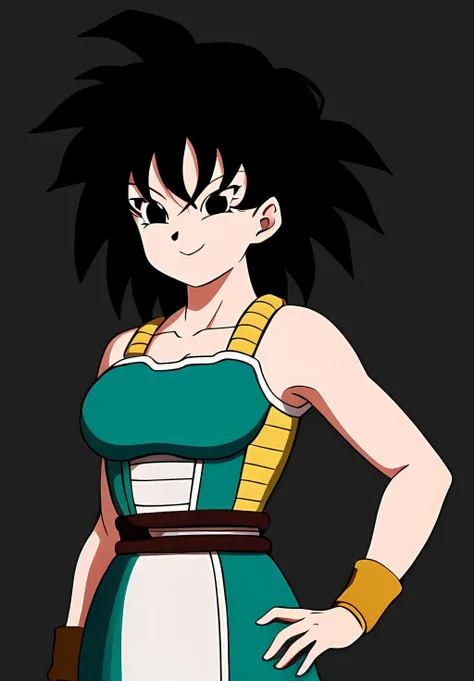 ObraMaestra, resolucion en 4k, una caricatura de una mujer con un pecho muy grande y un pecho muy grande, chica saiyajin, goku femenino, Estilo Akira Toriyama, akira toriyama, pelo saiyajin negro puntiagudo salvaje, by Ikuo Hirayama, toriyama akiri, Dragon Ball Style, inspirado en Akira Toriyama, arte conceptual de dragon ball, huge big breast, cuerpo delgada, detailed nipples, covered nipples, OPPAI skinny perfect shape huge breast, caulifla, caulifla from dragon ball super.