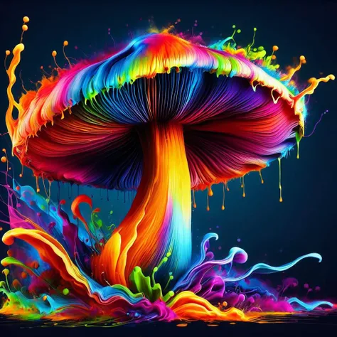 impactful paint of a mushroom    <lora:Rainbow_Style:0.9>,    highly detailed,   8k,   sharp,  professional, clear,   high contrast, high saturated, , vivid deep blacks, crystal clear
