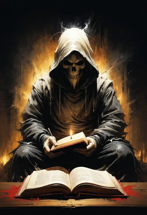 My man was kinda the best ghost, He gifted me a new rap book that's prob'ly a Death Note, <lora:AshleyWoodArtAIcc:0.7> AshleyWoodArtAI, <lora:add-detail-xl:0.8>, Candlelight, <lora:Rainbow_Style:0.6>